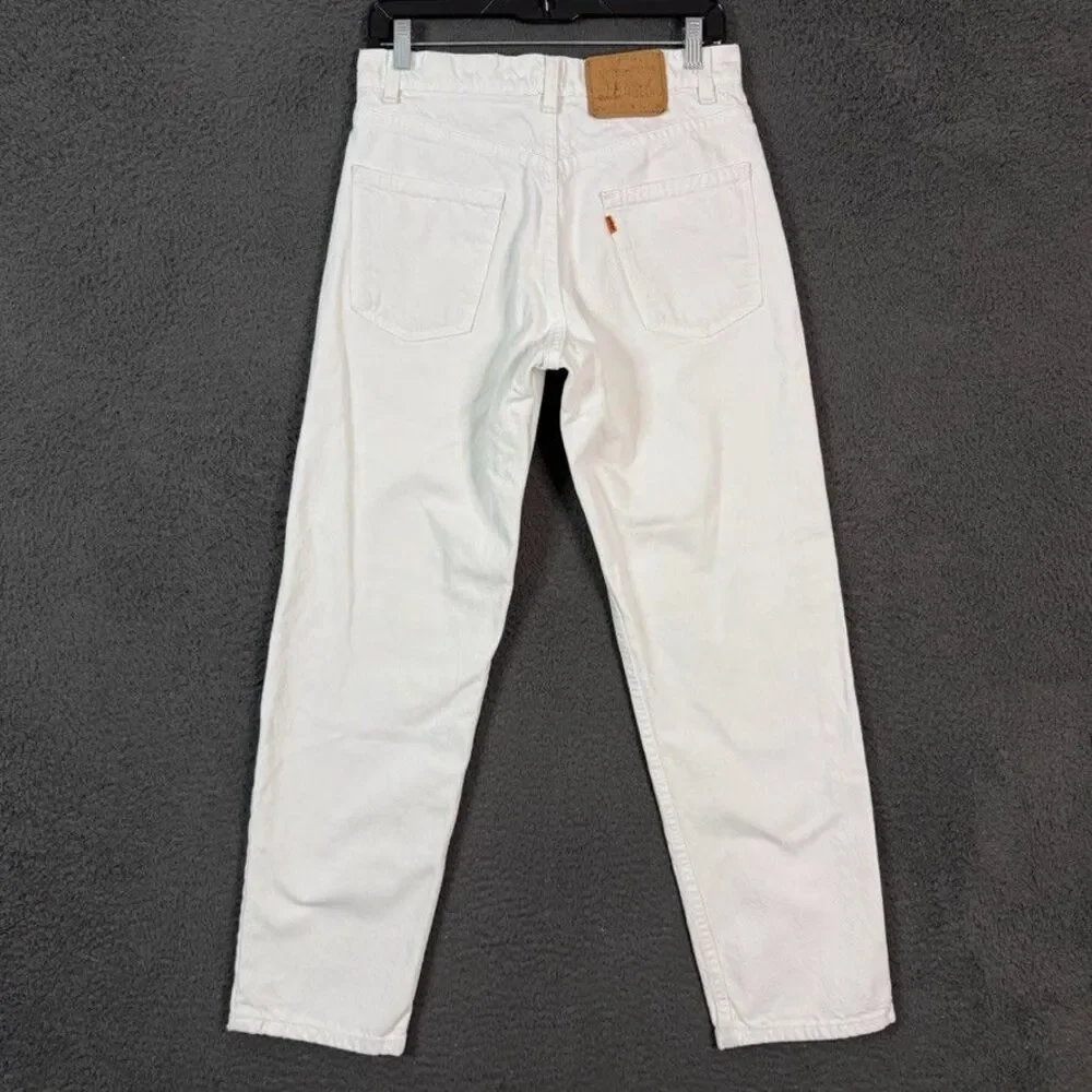 Vtg Levis 550 Jeans Mens 31x30 White Relaxed Fit Orange Tab Denim Pants 90s USA